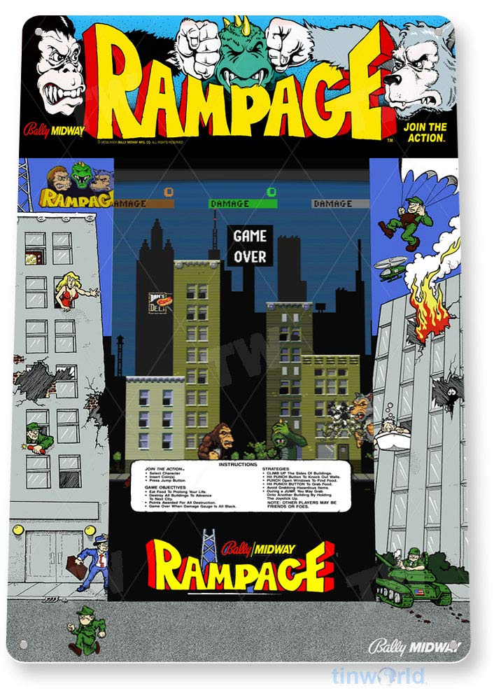 TIN SIGN Rampage Arcade Sign G - огляд і ціна Gaming Console Shop